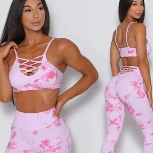 Bombshell Sportwear Pink Tie-Dye Bra and Leggings Set